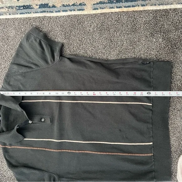 SOLD!! Ben Sherman Charcoal Polo with Brown and Cream Vertical Stripes - Picture 7 of 7
